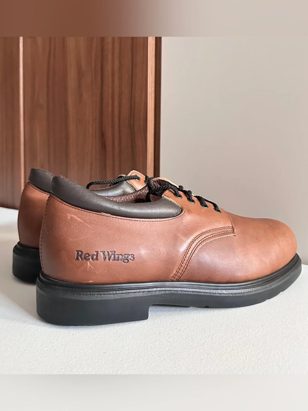 Red Wing Shoes Brown Leather Derby Toe Steel Lace-Up Size 11